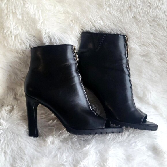 BAR III Booties Dillan Zipper Black Cushioned Peep Toe High Heel Boots SZ 7M - Picture 5 of 10